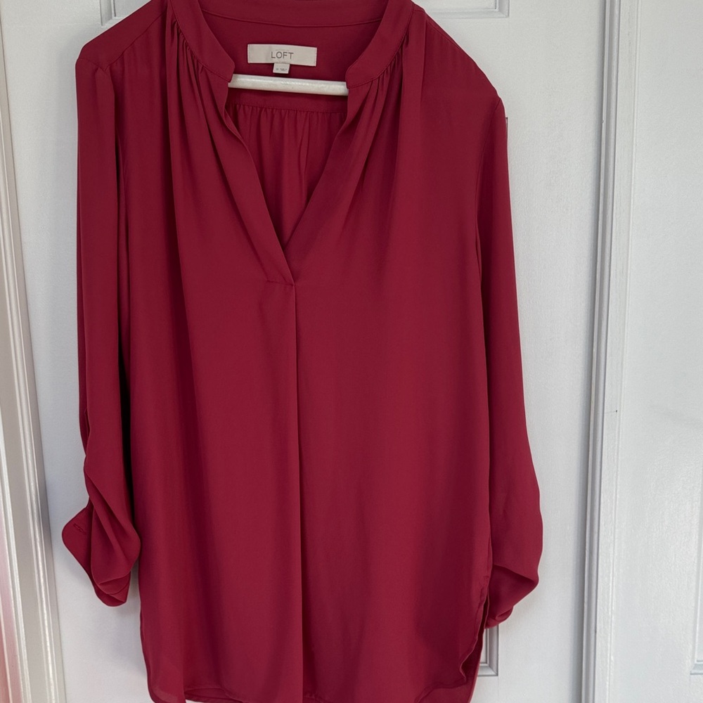 LOFT Deep Coral / Dark Mauve Women's Blouse